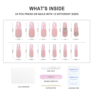 Prix de gros Faux ongles à presser longs forme ballerine, motif étoiles brillantes et diamants, personnalisables - Product Image 6