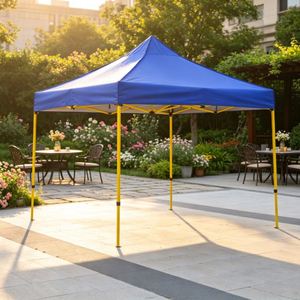 Tonnelle de restauration extérieure 3x3m (10x10ft) coupe-vent et anti-pluie, tente pop-up jaune à structure en fer pour stand alimentaire et kiosque de marché - Product Image 1