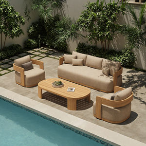 लक्जरी होटल टेक लकड़ी के सोफे के बाहर फर्नीचर सेट गार्डन सोफे सेट गार्डन आउटडोर फर्नीचर आधुनिक रिसॉर्ट आउटडोर फर्नीचर सेट आधुनिक रिसॉर्ट आउटडोर सोफा - Product Image 1