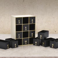 Boîte de rangement de bijoux de texture en bois de luxe Boîte de tiroir de calendrier de l'avent de qualité cosmétique pour cadeau de la Saint-Valentin (Logo personnalisé)