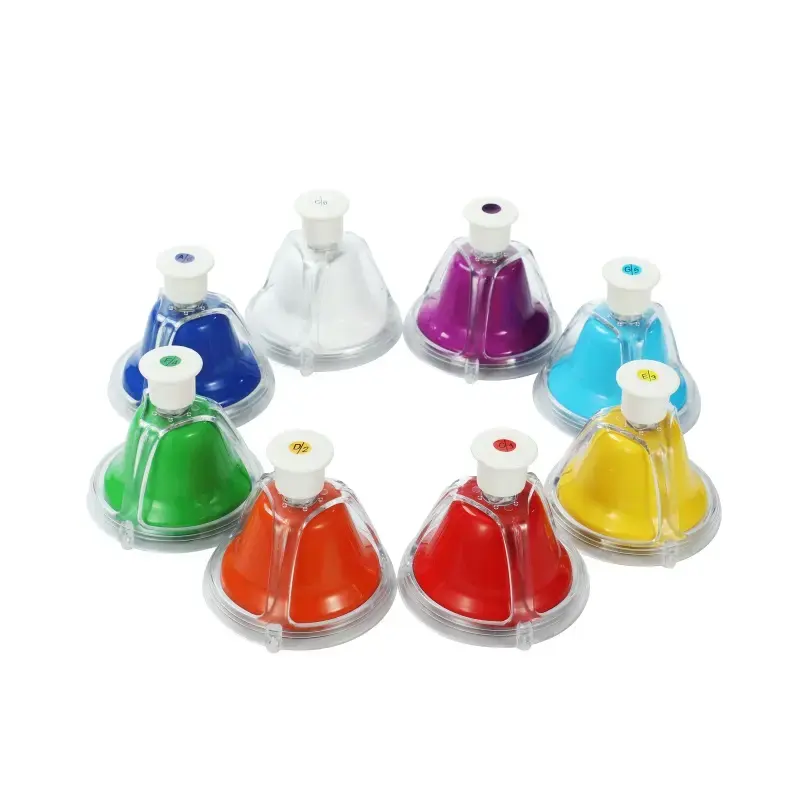 8 Notes Diatonique Coloré Métal Main Cloches Enfants Jouets Percussion Instrument de Musique Bureau Cloches