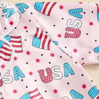 Ensemble pyjama rose avec drapeau américain pour enfants, filles et garçons, imprimé étoiles/fleurs, chemise à manches courtes, short à taille élastique