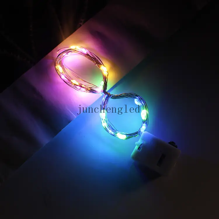 สีชมพูสีแดงสีฟ้า 1M 10 LED แบตเตอรี่ Fairy String ไฟกันน้ําคริสต์มาสทองแดงลวดหลอดไฟขวด