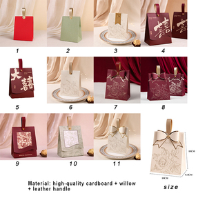 Hộp kẹo cưới màu kem trắng, hộp cưới cổ điển kiểu Pháp, họa tiết nơ rượu sâm banh cầm tay, hộp giấy kỷ niệm lễ hội - Product Image 6