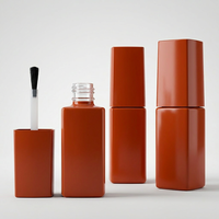 Flacon de vernis à ongles en gel UV rouge personnalisé, forme rectangulaire, 10 ml, flacon en verre vide de haute qualité avec bouchon à pinceau
