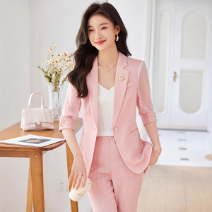 Women's White Summer Blazer Three Quarter Sleeve Breathable Viscose Fiber Suit Jacket Elegant Professional Attire - Product Image 2