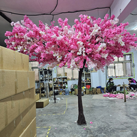 Arbre à fleurs de cerisier artificiel en soie rose Sakura japonais S-CT pour décoration intérieure et extérieure - En solde