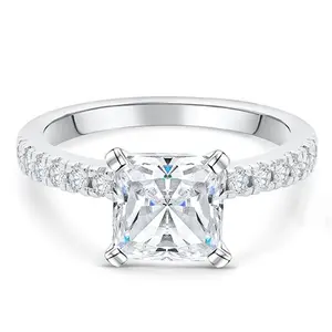 最新设计925纯银女戒指公主切割银戒指女孩订婚结婚饰品