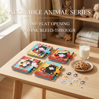 Carnet à spirale A7 de la série Adorable Animal, design chat Kawaii, mini bloc-notes de poche avec intercalaires et fermeture à autocollant magique
