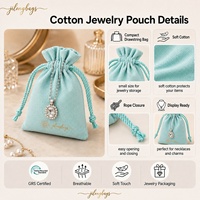 Pochette à Bijoux Personnalisée en Coton Doux avec Cordon de Serrage, Sac de Rangement Respirant pour Colliers et Boucles d'Oreilles, Emballage Cadeau