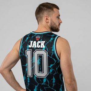 Maillot de basket-ball sublimé Haq Meharban pour hommes, sans manches, col en V, anti-transpiration, anti-UV, coupe athlétique - Product Image 5