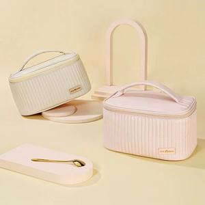 Wholesale LM PU Leather Modern Sustainable Women's Travel <b>Makeup</b> Bags Toiletry Cases Portable Solid Color Cosmetic Organizer <b>Box</b> - Product Image 5