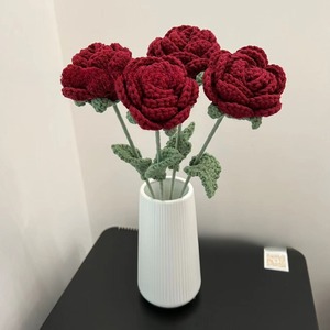 Großhandel gestrickte Blumen häkeln <span class=keywords><strong>Roselle</strong></span> Rosen für moderne Haus, Hochzeit & Festival Dekor Fabrik direkte Groß bestellungen - Product Image 4