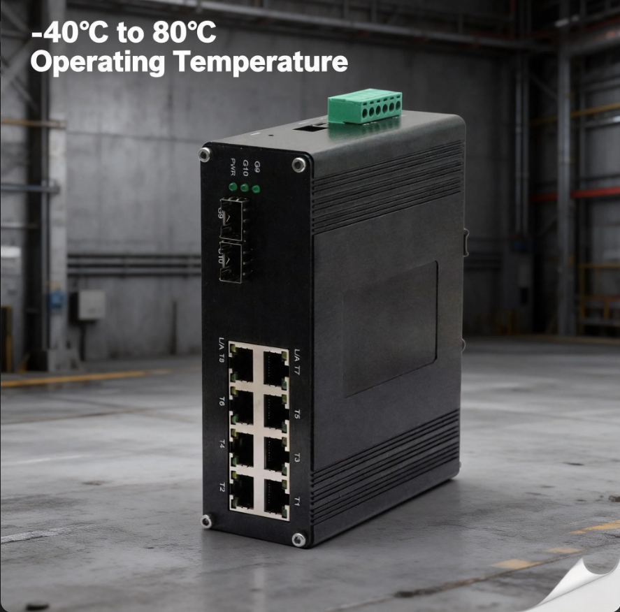 Rugged Industrial Managed Managed Switch 8-Port 2.5G 2-Port Multi-Rate SFP+ IP40 Metal USB-C Management