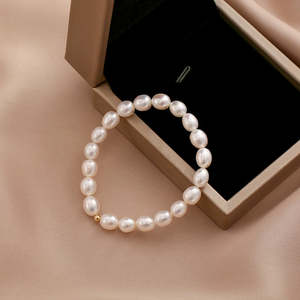 Natural Freshwater Pearl AAA Grade Rice Shape White Charm <b>Bracelet</b> <b>Elastic</b> Design - Product Image 3