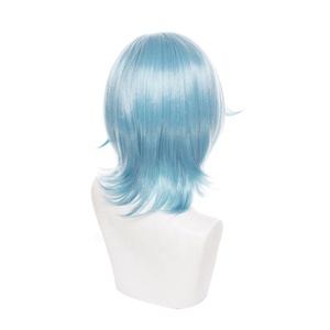 Vente en gros 50cm de long bouclé bleu mixte <span class=keywords><strong>Genshin</strong></span> <span class=keywords><strong>Impact</strong></span> perruque Cosplay <span class=keywords><strong>Eula</strong></span> Lawrence perruque de cheveux synthétique résistant à la chaleur Peluca - Product Image 5