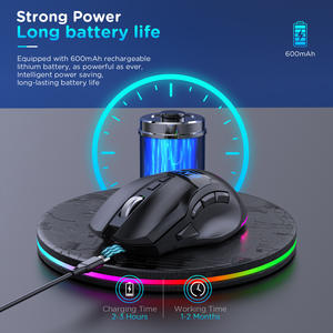 Souris de jeu ergonomique MKESPN W10 RGB 9 touches BT double mode trois canaux pour droitiers, programmable sans fil avec macros pour ordinateur - Product Image 3