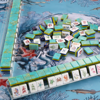 Grand stock, expédition sous 7 jours : Tuiles de Mahjong Ocean Pearl avec Joker Sirène, Icônes Côtières et Éclat Doré