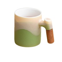 Service à café et thé en porcelaine Shunxiang Shanhai Dehua avec poignée en bois, glaçure changeante au four, style chinois, cadeau d'affaires, compatible lave-vaisselle