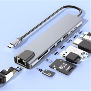 Hub <span class=keywords><strong>USB</strong></span>-<span class=keywords><strong>C</strong></span> 8 en 1 en alliage d'aluminium, <span class=keywords><strong>adaptateur</strong></span> Type-<span class=keywords><strong>C</strong></span> <span class=keywords><strong>vers</strong></span> 4K avec <span class=keywords><strong>USB</strong></span> 3.0, charge PD 100W, lecteur de <span class=keywords><strong>carte</strong></span> <span class=keywords><strong>SD</strong></span>, en stock - Product Image 3