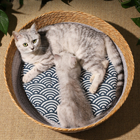 ZX vente chaude tissé à la main en osier rotin coton corde paniers lit pour animaux de compagnie pour chiens et chats jonc de mer maison pour animaux de compagnie meilleur prix