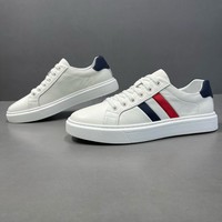 Nouvelles chaussures blanches décontractées pour hommes en cuir quatre saisons avec impression personnalisée
