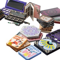 Boîtes d'emballage personnalisées pour palettes de fards à paupières en carton, faites à la main, avec logo imprimé et miroir