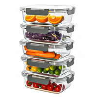 Fiambrera hermética de cristal para cocina al por mayor, Juego de contenedores de cocina, almacenamiento hermético de alimentos, contenedores de almacenamiento para alimentos
