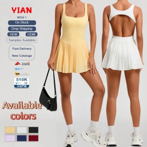 ชุ<span class=keywords><strong>ด</strong></span>เทนนิสแขนกุดคอเหลี่ยมเปิ<span class=keywords><strong>ด</strong></span>หลังสำหรับผู้หญิง พร้อมกางเกงออกกำลังกายในตัว - Product Image 1