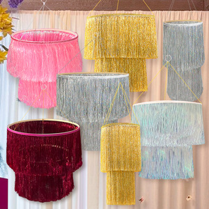 Décorations de fête DAMAI, Bonne <span class=keywords><strong>année</strong></span> 2026, décoration durable, portable, colorée, franges en plastique, abat-jour en franges - Product Image 2