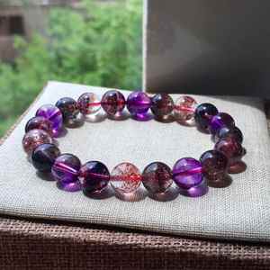 Pulsera de cristal de Cuarzo rutilado púrpura natural súper 7 semipreciosa al por mayor para regalos de joyería - Product Image 5
