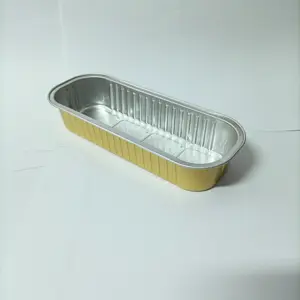 Restaurant Eco-friendly Disposable Gold Tray Rectangular Aluminum Foil Pudding Cup Pizza Roasting Pans