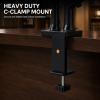 Bras double pour moniteur de bureau gaming à ressort à gaz, revêtement poudré noir, VESA 75x75 100x100, 17-32 pouces, rotation à 90 degrés