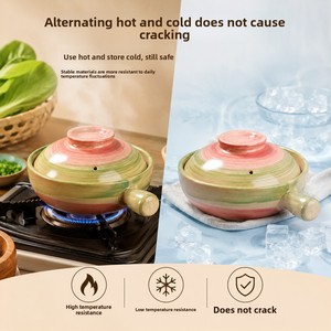 Casserole en terre cuite rétro avec couvercle pour soupe aux oignons à la française, pot en céramique pour riz, pot en terre cuite Shaguo pour la cuisson des soupes - Product Image 2