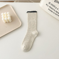 Chaussettes mi-mollet en coton respirantes de couleur unie blanches pour femmes, style ballet-japonais, printemps/automne