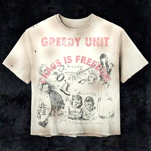 T-shirts pour hommes surdimensionnés personnalisés, imprimés, en coton pur 300 g/m², effet <span class=keywords><strong>d</strong></span>élavé, coupe ample à épaules tombantes - Product Image 1