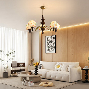 French Retro Style Chandelier Multi Head E27 LED Gold Round <b>Ceiling</b> <b>Light</b> For Bedroom Study - Product Image 1