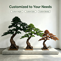 Arbre artificiel en forme de S spectaculaire, faux cyprès bonsaï de 200 cm avec base carrée pour la décoration de galeries d'art, musées et places d'entreprises
