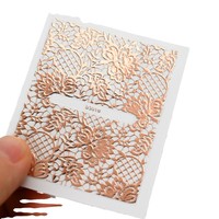 Set stiker seni kuku renda timbul, 30 lembar stiker seni kuku plastik Jepang dekorasi kuku mengkilap perekat sendiri
