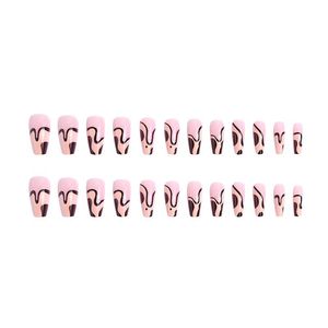 Autocollants pour ongles en ABS à la mode transfrontalière, ligne rouge graffiti, style Instagram, <span class=keywords><strong>faux</strong></span> ongles longs, couleur unie - Product Image 4