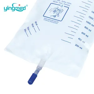 Urine Drainage Bag, 500-1000mL with Anti-Reflux Valve, Silicone Tube