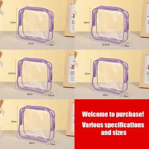 Sac de toilette transparent en PVC portable, sac de rangement pour cosmétiques, sac de rangement unisexe avec logo personnalisé, vente chaude - Product Image 4