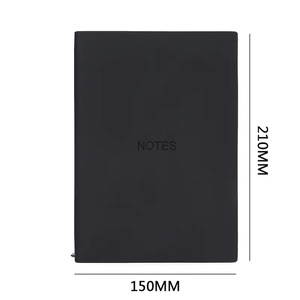 Hardcover A5 <strong>Notebook</strong> with 100 Sheets Black PU Faux Leather Cover Soft Paper Journal Conferences <strong>Lined</strong> Pages Engraved Logo - Product Image 3