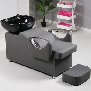 Moderno <span class=keywords><strong>Lavacabezas</strong></span> de Peluquería <span class=keywords><strong>con</strong></span> Lavabo de Porcelana, Reposabrazos de Acero Inoxidable, Mueble de Salón Duradero para <span class=keywords><strong>Masaje</strong></span> Capilar Semi-reclinable - Product Image 5