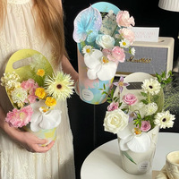 JOYWOOD Tragbare Faltbare Runde Blumenbox mit Tragegriff für Blumenlieferung und Hochzeitsarrangements