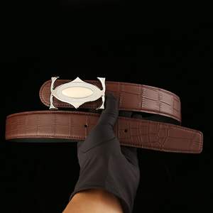 เข็มขัดหนังจระเข้ทำมือสำหรับผู้ชาย หัวเข็มขัดเหล็ก เข็มขัดธุรกิจสุดหรู หนังแท้ทนทาน - Product Image 6