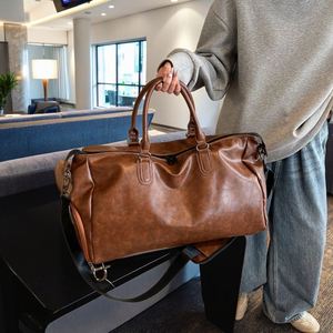 Good Quality PU Tote Bags Waterproof Leather <b>Luggage</b> Storage Bag Outdoor Travel Sports Fitness Bags - Product Image 1