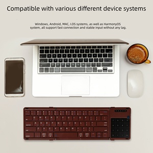 Nouveau clavier pliable sans fil BT avec pavé tactile intégrant des fonctions numériques, clavier mini pliable double mode pour tablette et ordinateur portable - Product Image 2