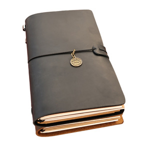 สมุดบันทึกแบบสันห่วงหนังวัวคุณภาพสูงปรับแต่งได้ สไตล์เรโทร หนังเครซี่ฮอร์ส สมุดบันทึกการเดินทางแบบถอดแผ่นได้ ของขวัญ - Product Image 5