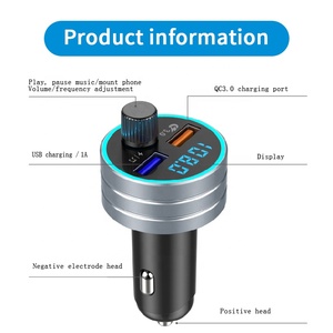 Kit de modulador con <span class=keywords><strong>Bluetooth</strong></span> 5,0 para coche, transmisor FM manos libres, reproductor de Audio MP3, carga rápida QC3.0, Cargador USB Dual para coche - Product Image 5